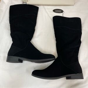Style & Co Womens 5 M Kelimae Black Scrunched Microsuede Boots.